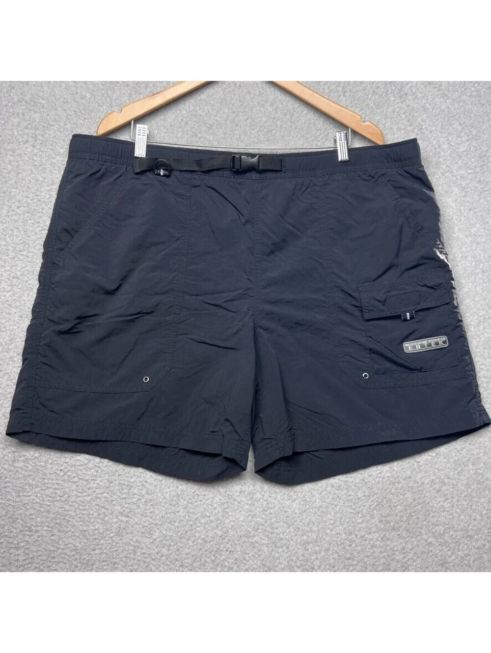Eddie Bauer EBTEK Mens Black Nylon Cargo Shorts Hiking Outdoor Utility Xl VTG